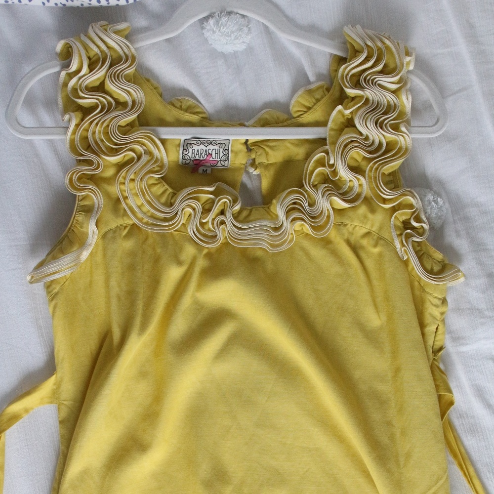Bright Yellow Baraschi Ruffle Top